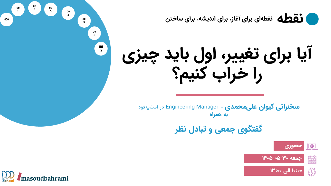 رویداد نقطه، هفتم |  آیا برای تغییر، اول باید چیزی را خراب کنیم؟